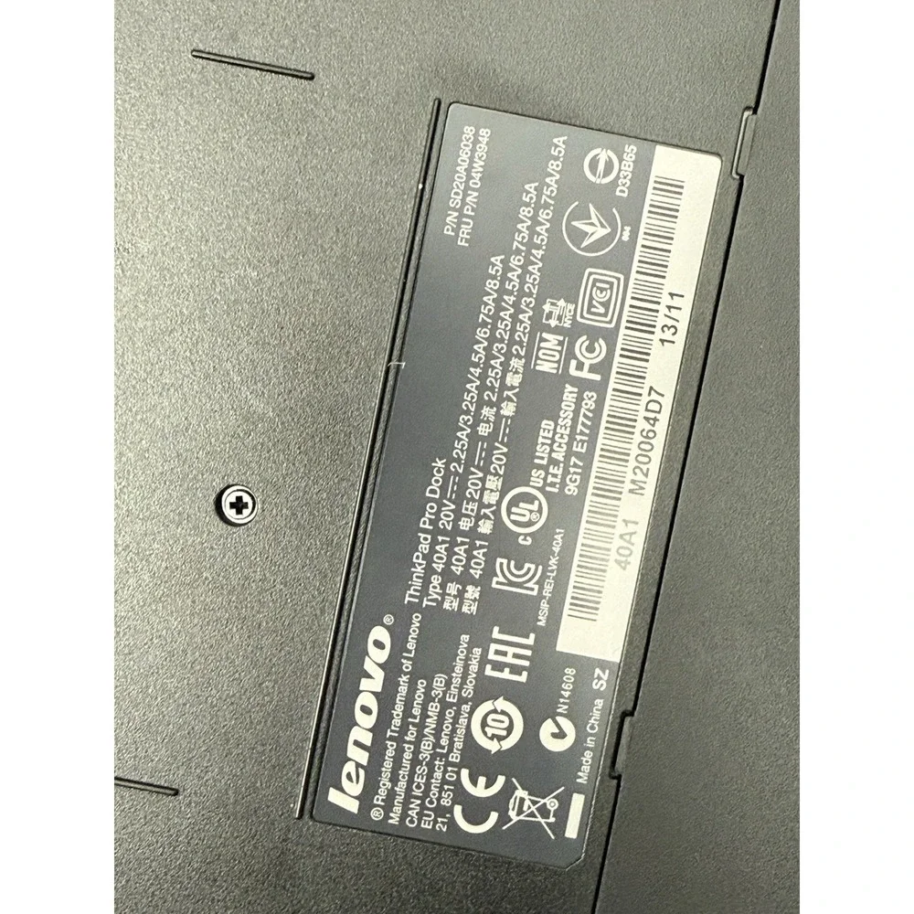 Lenovo ThinkPad Pro Dock 40A1 Port Doking Station With Power Cord